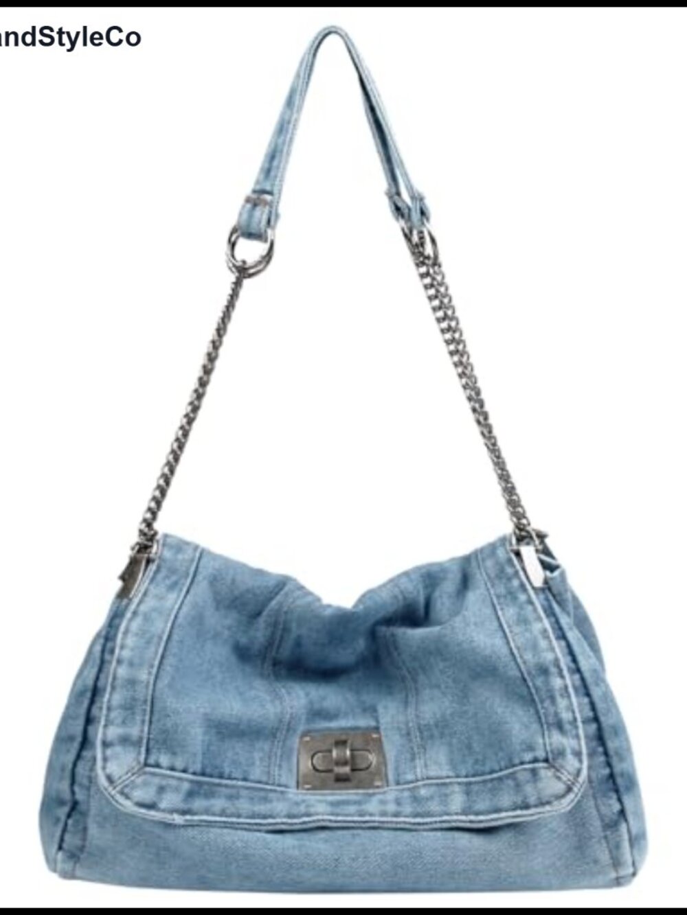 Denim Tote Bag Women Chain Shoulder Crossbody Hobo Purse Zipper